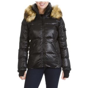 S13 Women's Faux-Fur Hooded Glossy Down Puffer Jacket